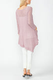 Rose Drape Pocket Mesh Tunic Top