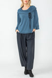 Midnight Cowl Neck & Contrast Cover Stitch Boxy Top