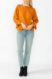 Caramel Asymmetrical Cut Sleeve Tie Top