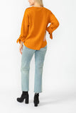 Caramel Asymmetrical Cut Sleeve Tie Top