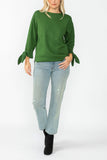 Hunter Green Asymmetrical Cut Sleeve Tie Top