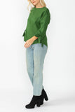 Hunter Green Asymmetrical Cut Sleeve Tie Top