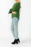 Hunter Green Asymmetrical Cut Sleeve Tie Top