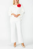 White Asymmetrical Cut Sleeve Tie Top