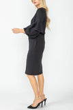 Black Ruffle and Balloon Sleeve Dress