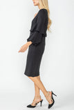 Black Ruffle and Balloon Sleeve Dress