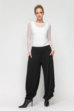 Black Side Pleats Detailed Wide Leg Pants
