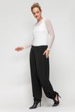 Black Side Pleats Detailed Wide Leg Pants