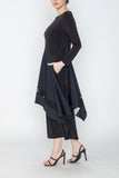 Black Boat Neck Asymmetrical Layer Mix Dress