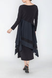 Black Boat Neck Asymmetrical Layer Mix Dress