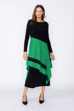 Green Boat Neck Asymmetrical Layer Mix Dress