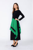 Green Boat Neck Asymmetrical Layer Mix Dress