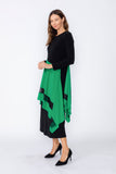 Green Boat Neck Asymmetrical Layer Mix Dress