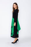 Green Boat Neck Asymmetrical Layer Mix Dress