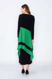 Green Boat Neck Asymmetrical Layer Mix Dress