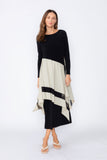 Oyster Boat Neck Asymmetrical Layer Mix Dress