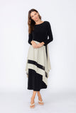 Oyster Boat Neck Asymmetrical Layer Mix Dress