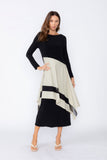 Oyster Boat Neck Asymmetrical Layer Mix Dress