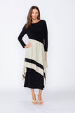 Oyster Boat Neck Asymmetrical Layer Mix Dress