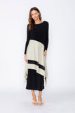 Oyster Boat Neck Asymmetrical Layer Mix Dress