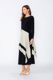 Oyster Boat Neck Asymmetrical Layer Mix Dress