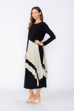 Oyster Boat Neck Asymmetrical Layer Mix Dress