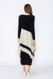 Oyster Boat Neck Asymmetrical Layer Mix Dress