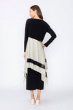 Oyster Boat Neck Asymmetrical Layer Mix Dress