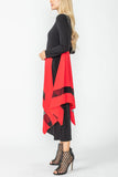 Red Compare Color Boat Neck Asymmetrical Layer Mix Dress