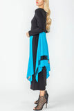 Turquoise Boat Neck Asymmetrical Layer Mix Dress