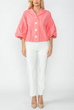 Coral Convertible Collar Drawstring Crop Jacket