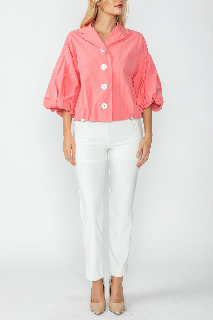 Coral Convertible Collar Drawstring Crop Jacket – IC Collection