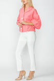 Coral Convertible Collar Drawstring Crop Jacket