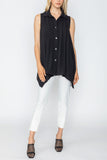 Front Pleats & Back Shirring Sleeveless Blouse
