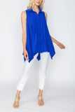 Front Pleats & Back Shirring Sleeveless Blouse