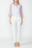 Lilac Bell Sleeve Stand Collar Organza Top