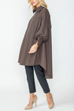 Brown Bell Sleeve & Back Yoke Eyelet Point Jacket