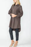 Brown Bell Sleeve & Back Yoke Eyelet Point Jacket