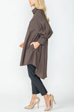 Brown Bell Sleeve & Back Yoke Eyelet Point Jacket