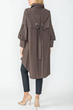 Brown Bell Sleeve & Back Yoke Eyelet Point Jacket