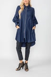 Navy Bell Sleeve & Back Yoke Eyelet Point Jacket
