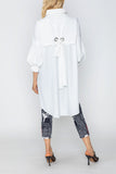 White Bell Sleeve & Back Yoke Eyelet Point Jacket