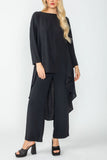 Black Boat-Neck High & Low Top