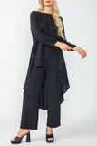 Black Boat-Neck High & Low Top