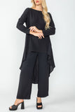Black Boat-Neck High & Low Top