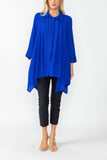 Blue Front Pleats & Back Shirring Blouse