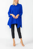 Blue Front Pleats & Back Shirring Blouse