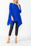 Blue Front Pleats & Back Shirring Blouse