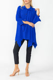 Blue Front Pleats & Back Shirring Blouse