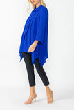 Blue Front Pleats & Back Shirring Blouse